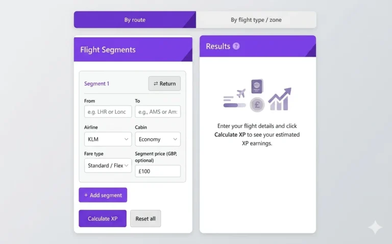 KLM XP Calculator for UK