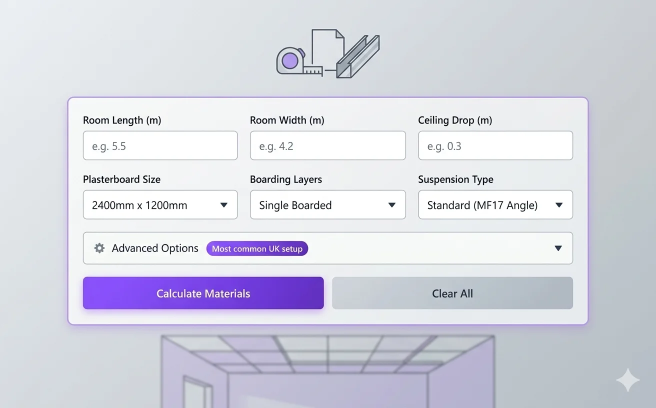 Mf Frame Ceiling MF Ceiling Calculator | UK Metal Frame Ceiling Estimator