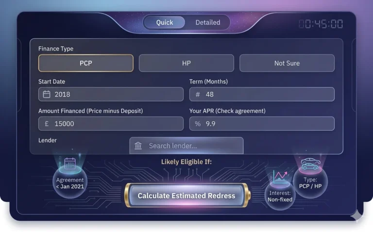 Mis-Sold Car Finance Calculator UK