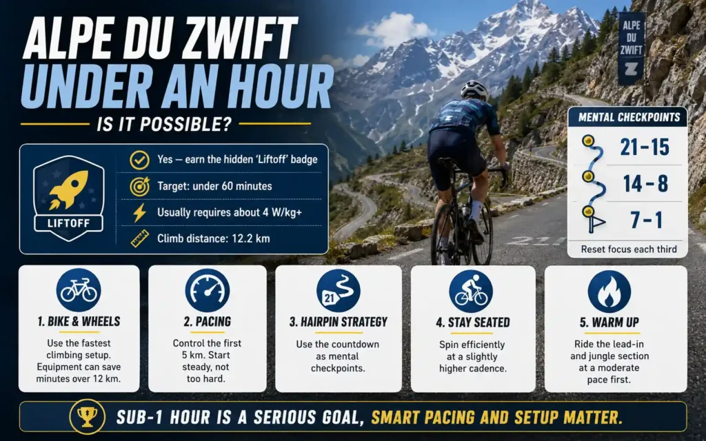 Alpe du Zwift Under an Hour